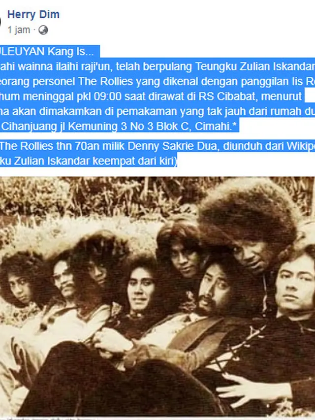 Saksofonis The Rollies Tutup Usia
