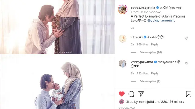 Cut Meyriska tulis kalimat menyentuh buat Roger Danuarta dan anaknya sambil  unggah foto sebelum dan sesudah melahirkan