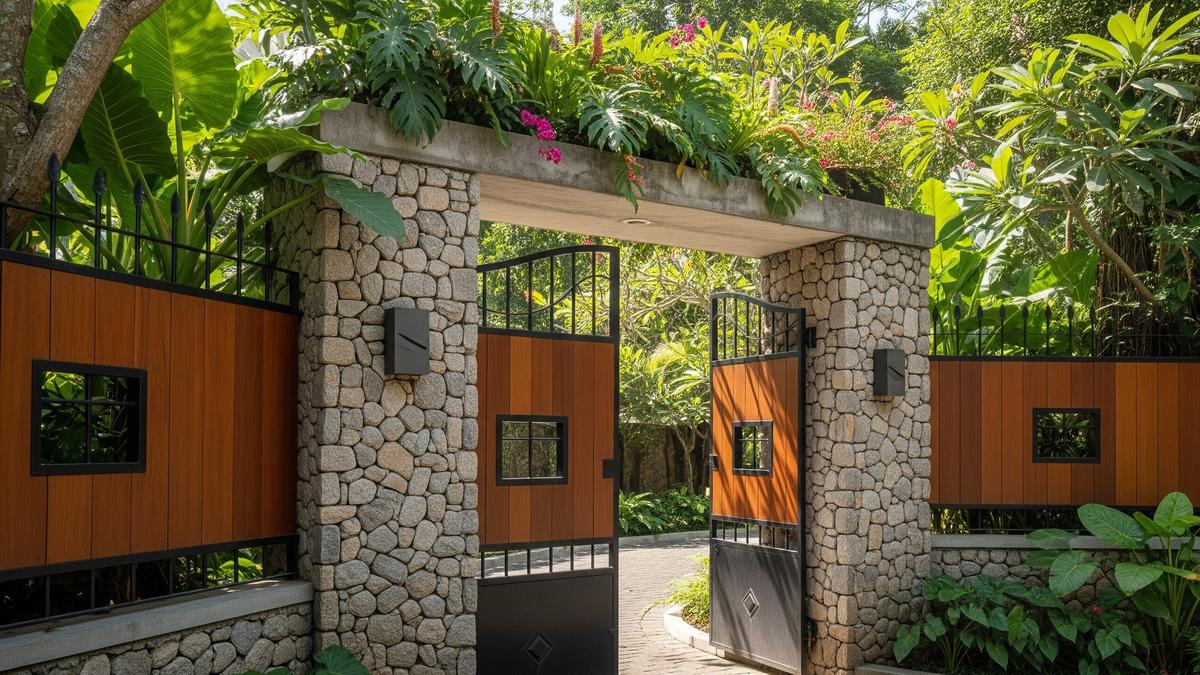 8 Desain Pagar Rumah Natural dengan Batu Kali, Pilihan Kokoh dan Estetik