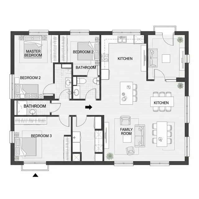 Inspirasi Desain Rumah 9x12 3 Kamar Tidur Sederhana. Gemini