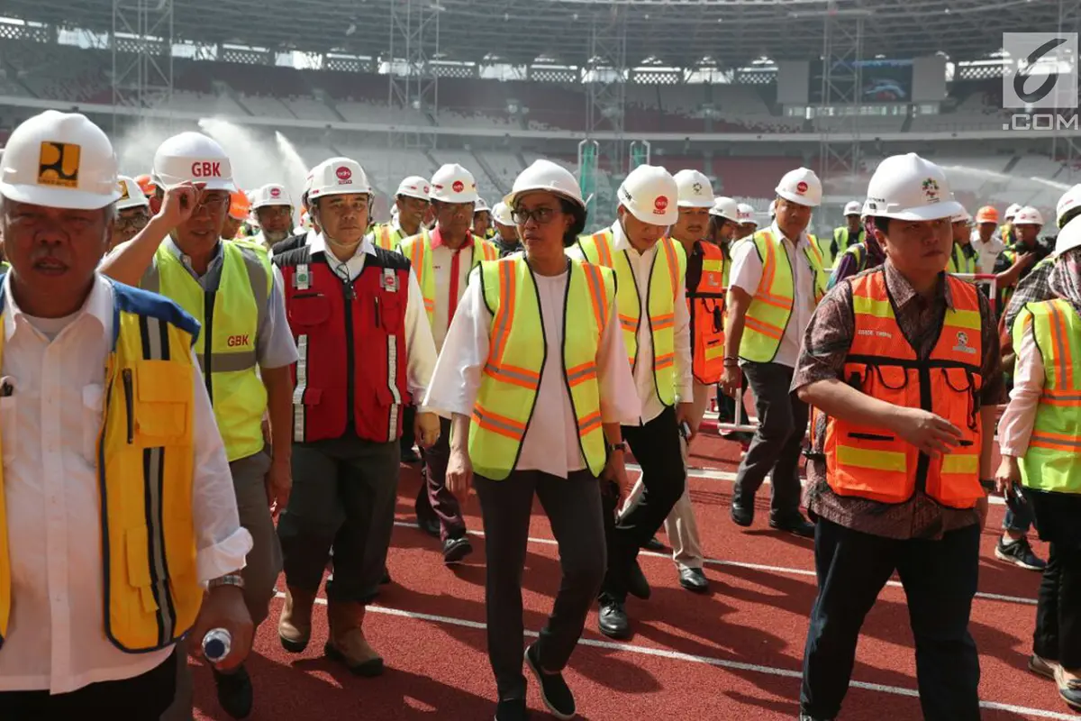Sri Mulyani dan Menteri Basuki Blusukan Cek Venue Asian Games 2018