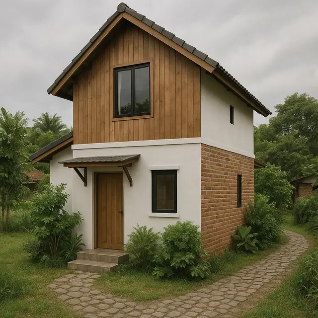 Rumah Kampung Tipe 36 Dua Lantai Tetap Modern Walau Sederhana