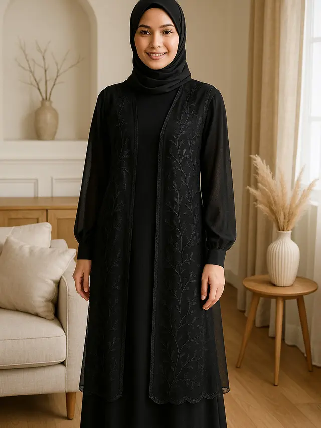 7 Model Gamis dengan Rompi Sifon, Anggun dan Ringan Dipakai Seharian