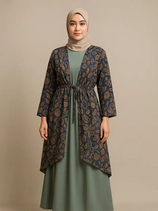 Model Gamis dengan Outer Batik (Foto: ChatGPT)