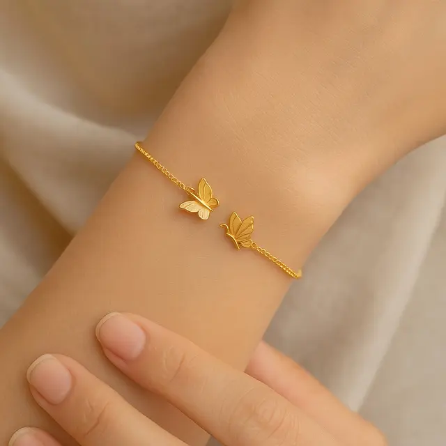 Model Gelang Emas Elegan 2 Gram Motif Bunga dan Kupu Trendi