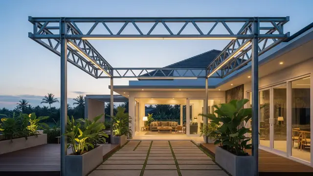 Model Kanopi Teras Industrial Minimalis untuk Rumah Kekinian
