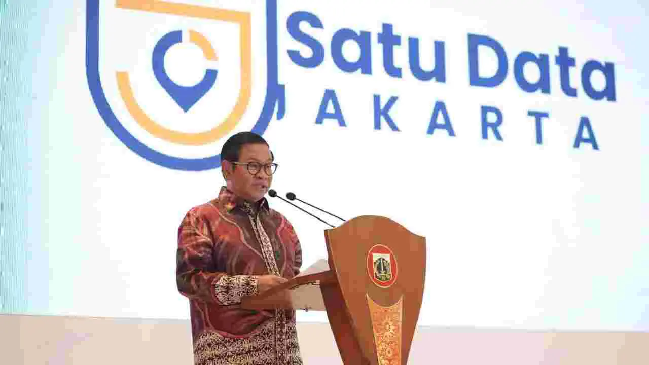 Gubernur Jakarta Pramono Anung resmi meluncurkan Portal Satu Data Jakarta di Gedung AA Maramis, Lembaga Manajemen Aset Negara (LMAN), Kementerian Keuangan RI, Jakarta Pusat. (Liputan6/Winda Nelfira)