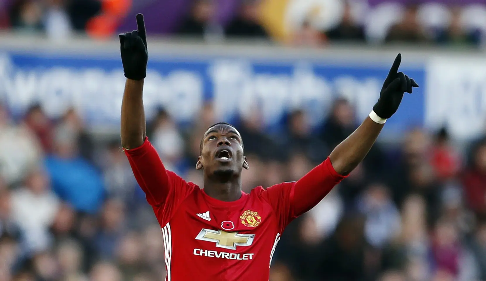 Paul Pogba membuka keunggulan Manchester United pada ment ke-15 pada laga Premier League melawan Swansea City di  Liberty Stadium, (6/11/2016). (Action Images via Reuters/John Sibley)