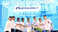 Kilang pertamina Internasional (KPI) resmi melakukan lifting/pengiriman perdana produk Pertamina Sustainable Aviation Fuel (SAF). (Sumber: Pertamina)