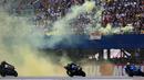 Suasana balapan MotoGP Belanda di Sirkuit Assen, Belanda, Minggu (30/6/2019). Vinales sukses menjadi juara dengan catatan waktu 40 menit 55,415 detik. (AP//Peter Dejong)
