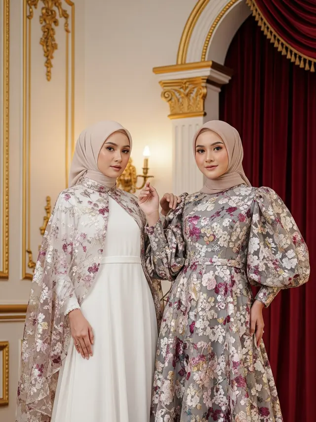 Model Gamis Sifon Kombinasi Brokat Pesta Mewah 2025. Foto: Gemini