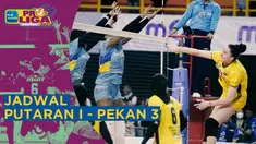 Berita motion grafis jadwal lengkap PLN Mobile Proliga 2023 pekan ke-3 seri Palembang. Persaingan ketat di sektor putra dan putri, sekaligus penentuan juara putaran pertama.