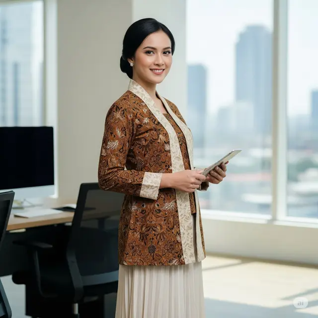 Blouse Kombinasi Brokat Krem