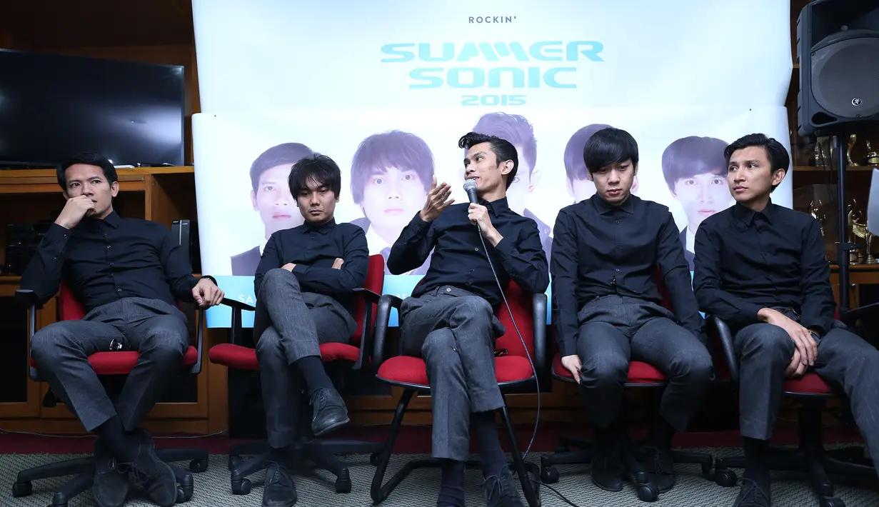 Band yang digawangi oleh Tria, Qibil, Alda, Dipa, dan Erick menjadi satu-satunya perwakilan dari Indonesia yang tampil dalam event musik tahunan akbar itu. (Galih W. Satria/Bintang.com)