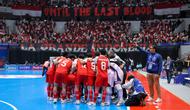 Timnas Futsal Indonesia saat bertemu Iran pada final Piala Asia Futsal 2026 di Indonesia Arena, Jakarta hari Sabtu (07/02/2026) malam WIB. (Bagaskara Lazuardi/Bola.com)