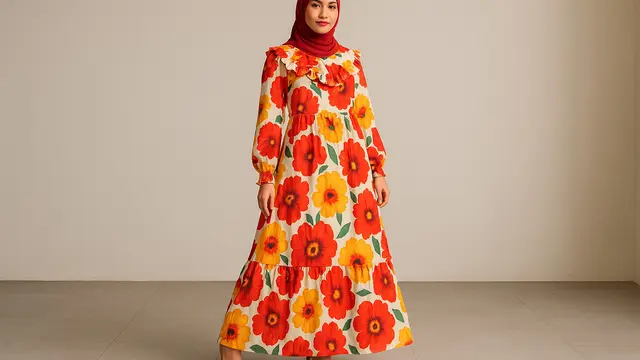 Model Gamis Motif Bunga Kekinian untuk Remaja/Ilustrasi gambar oleh AI