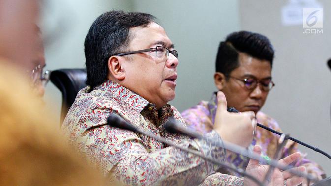Menteri Negara PPN/Ka Bappenas Bambang Brodjonegoro saat menjadi pembicara di Kantor Staf Presiden, Jakarta, Senin (13/5/2019). Diskusi ini membahas tema 