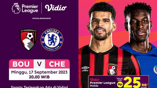 Link Live Streaming Bournemouth Vs Chelsea di Vidio, 17 September 2023