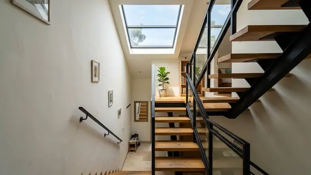 Desain Tangga Rumah Sempit dengan Skylight/AI Generated