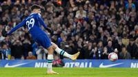 Chelsea harus gigit jari karena kehilangan dua poin usai bermain imbang 2-2 melawan Everton, kendati sempat unggul lewat gol Joao Felix dan Kai Havertz. (AP Photo/Kirsty Wigglesworth)