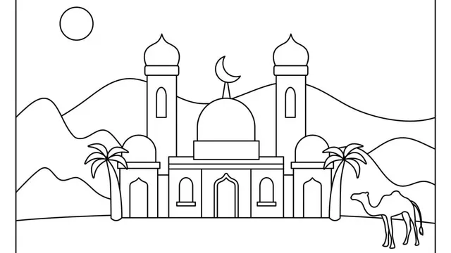 Gambar mewarnai masjid