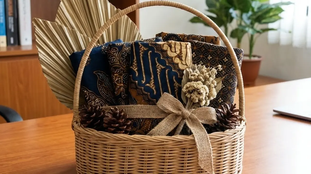 Ilustrasi Hampers Kain Batik/Gemini AI
