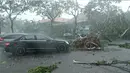 Kendaraan terparkir dekat pohon yang tumbang di parkiran Metropole XXI, Cikini, Jakarta Pusat, Minggu (31/12). Hujan angin melanda Jakarta jelang malam pergantian tahun hingga membuat beberapa pohon bertumbangan. (Liputan6.com/Herman Zakharia)