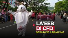 Berita video maskot Piala Dunia 2022, La'eeb meramaikan CFD (Car Free Day) di Kota Semarang dan Bandung pada Minggu (16/10/2022) pagi hari WIB.