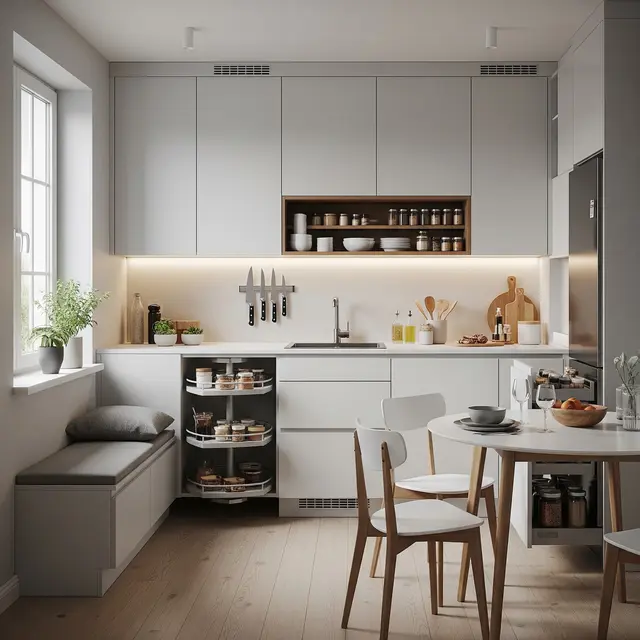 Ide Dapur Minimalis 3x2 dengan Banyak Tempat Penyimpanan (AI Generated)