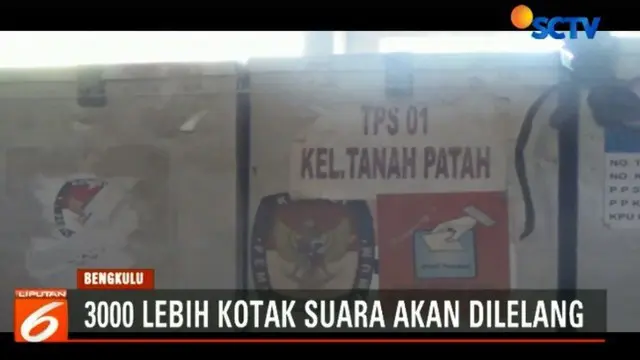 Saat ini ribuan kotak suara yang  diperkirakan mencapai 3.000 buah ini masih tersimpan di gudang lama milik KPU Bengkulu.