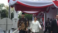 Komandan Kogasma Partai Demokrat, Agus Harimurti Yudhoyono (AHY) dan istrinya Annisa Pohan silaturahmi Idul Fitri dengan Presiden Jokowi di Istana, Rabu (5/6/2019). (Merdeka.com/ Intan Umbari Prihatin