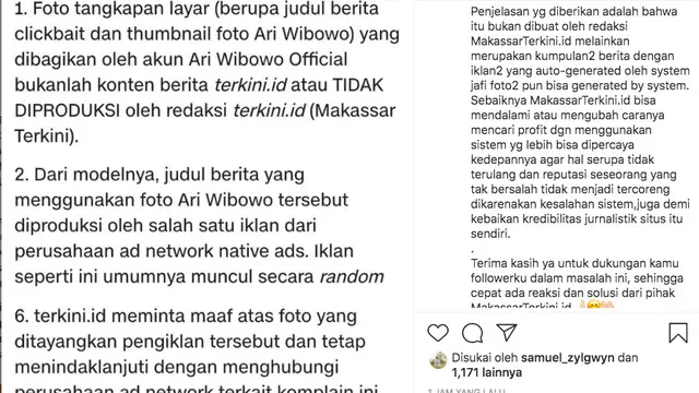 Ari Wibowo Protes Ada Berita Hoax yang Sebut Dirinya Aniaya Ibu Kandung. (instagram.com/ariwibowo_official)