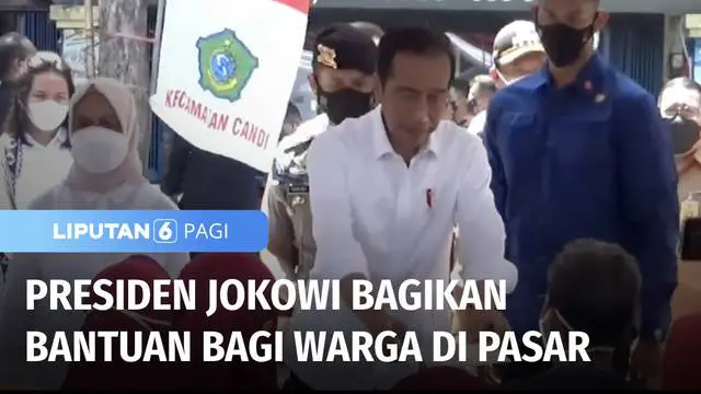 Presiden Jokowi menyerahkan bantuan sosial bagi penerima manfaat program PKH dan pedagang di Pasar Larangan Kabupaten Sidoarjo, Jawa Timur. Presiden memerintahkan Menteri ATR untuk tegas menggebuk mafia tanah.