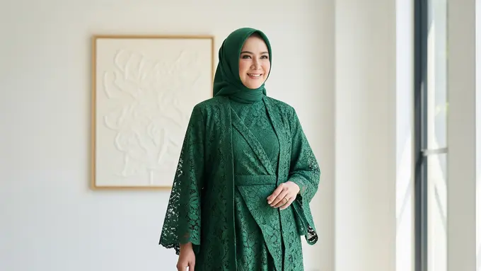 Model Gamis Blazer Brokat untuk Wanita 50 Tahun