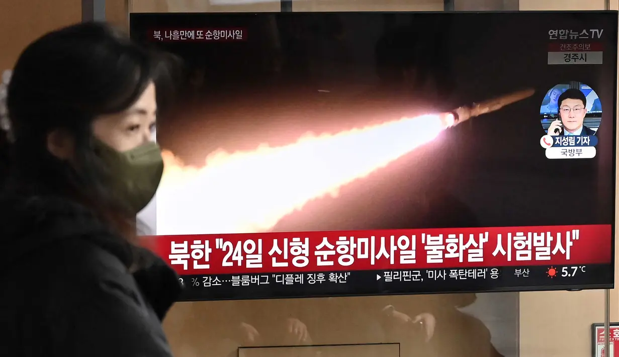 Pihak militer Seoul mengatakan Korea Utara menembakkan beberapa rudal jelajah pada 28 Januari. (Jung Yeon-je/AFP)