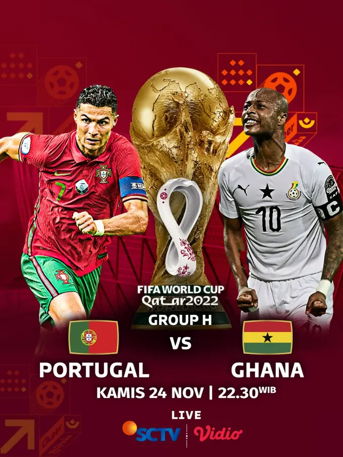 Jadwal Piala Dunia Kamis 24 November: Laga Perdana Portugal vs Ghana Live di SCTV, MOJI dan Vidio