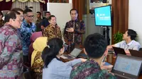 Presiden Joko Widodo atau Jokowi meninjau integrated digital work (IDW) di Kantor Kementerian PPN/Bappenas Jakarta. (Dok. Biro Pers Kepresidenan)