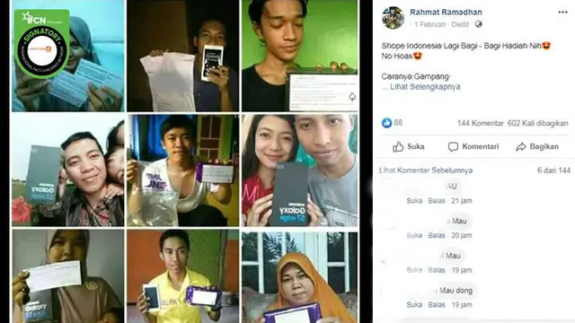 Cek Fakta: Gambar Tangkapan Layar Informasi Bagi-bagi Hadiah dari Shopee