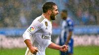 Dani Carvajal jadi penentu kemenangan Real Madrid atas Alaves. (AFP/Ander Gillenea)