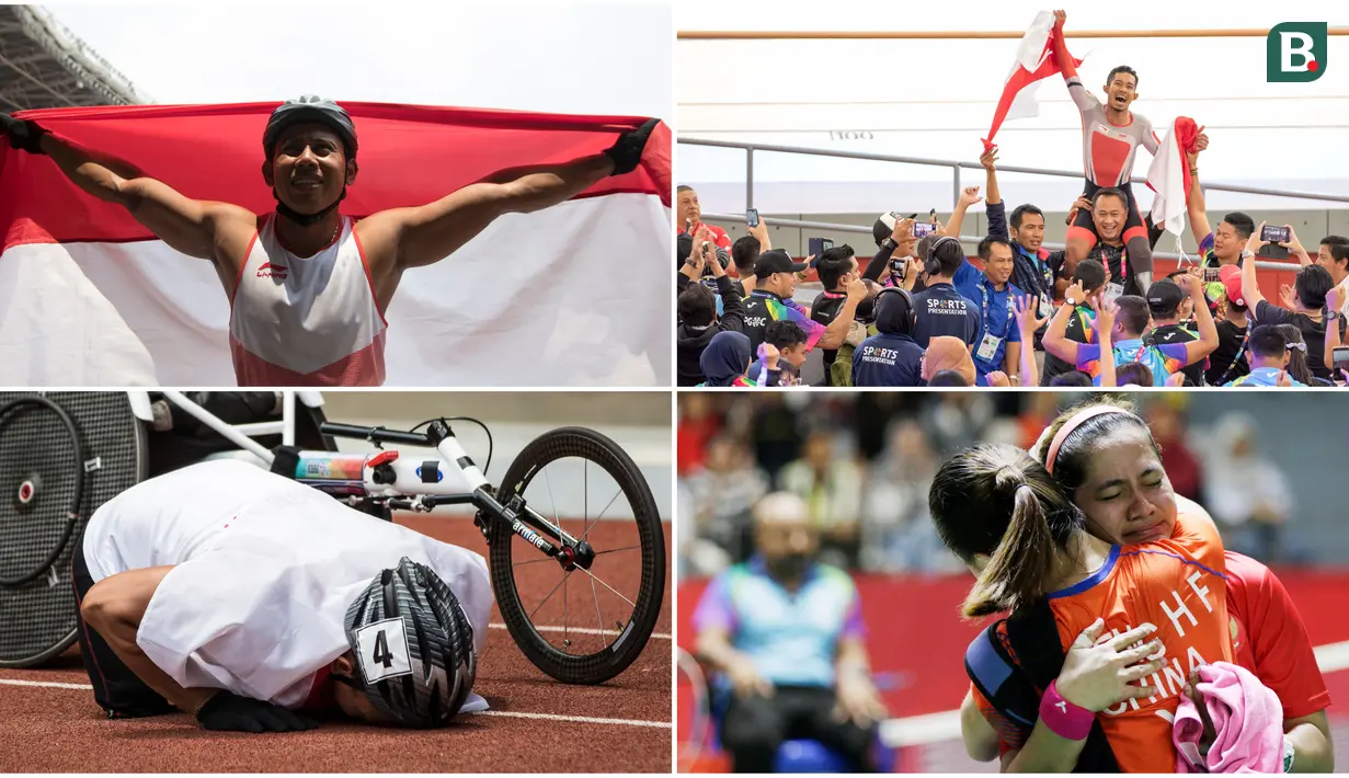 Momen Pilihan Asian Para Games 2018 Hari ke-7 diwarnai dengan selebrasi emosional pebalap sepeda M Fadli hingga kesedihan pebulu tangkis putri, Leani Ratri Oktila, usai ditaklukkan wakil Cina di final. (Tim Bola.com)