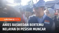 Bakal calon presiden, Anies Baswedan menemui pendukungnya dari kalangan nelayan di pesisir Banyuwangi, Jawa Timur, Senin (07/08) siang. Bertemu nelayan, Anies menyerap aspirasi mereka yang selama ini merasa kesulitan mendapat BBM bersubsidi.