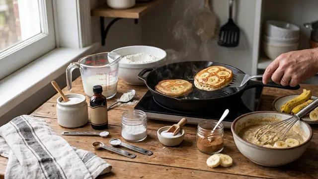 Ilustrasi resep pancake pisang