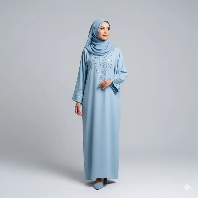 Inspirasi Long Dress Muslim Kombinasi Warna Pastel Kekinian. Gemini