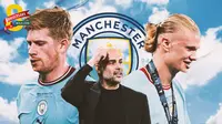 Manchester City - Pep Guardiola, Erling Haaland, Kevin De Bruyne (Bola.com/Decika Fatmawaty)