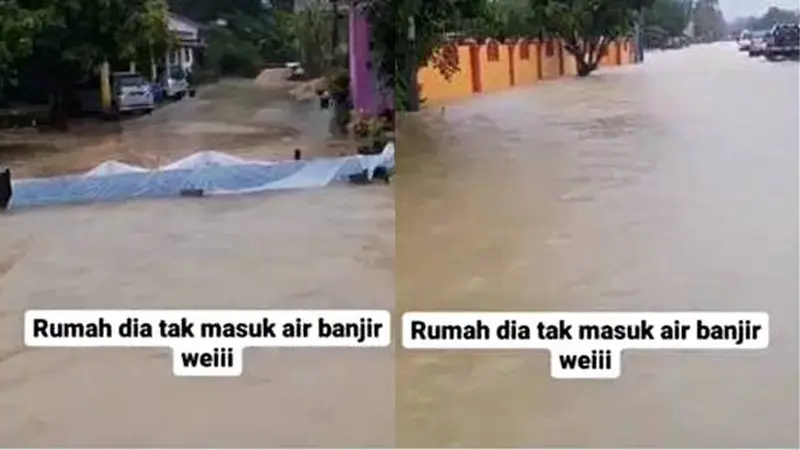 Diguyur Hujan Deras, Pria Ini Bangun Tanggul Agar Rumahnya Tak Kebanjiran