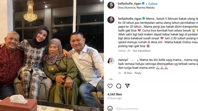Unggahan Instagram Bella Shofie. (Instagram/ bellashofie_rigan)
