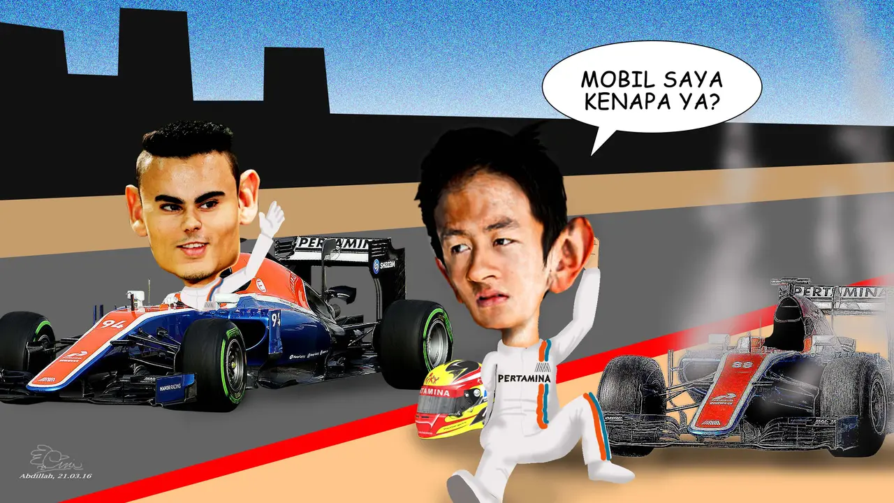 karikatur rio Haryanto dan Pascal Wehrlein