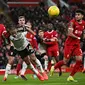 Pertandingan leg 1 semifinal Carabao Cup antara Liverpool Vs Fulham di Anfield hari Kamis (11/01/2024) dini hari WIB. (PAUL ELLIS / AFP)