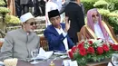 Presiden Joko Widodo (tengah) berbincang  dengan Imam Besar Al-Azhar Ahmad Muhammad Ath-Thayeb (kiri) selama Konsultasi Tingkat Tinggi (KTT)  Ulama dan Cendekiawan Muslim Dunia di Istana Bogor, Jawa Barat, (1/5). (Liputan6.com/Pool/Biro PersSetpres)