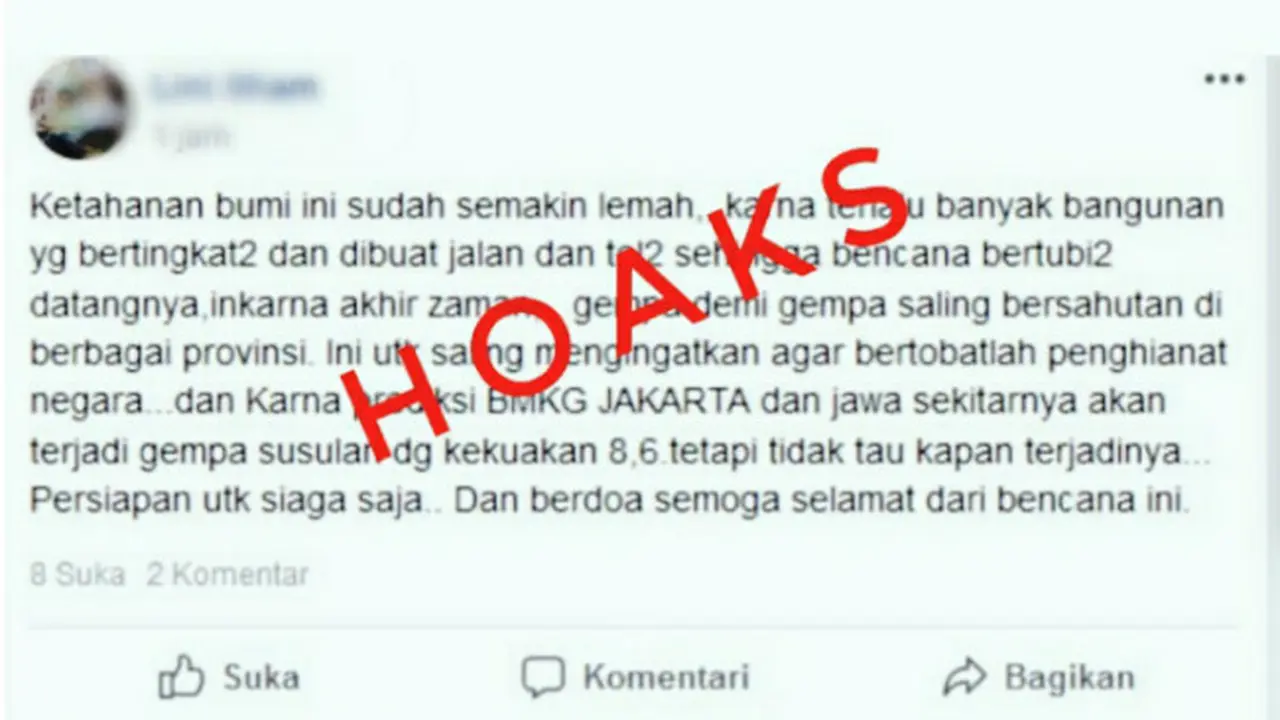 Penyebar Hoaks Gempa di Jakarta Ditangkap Polisi